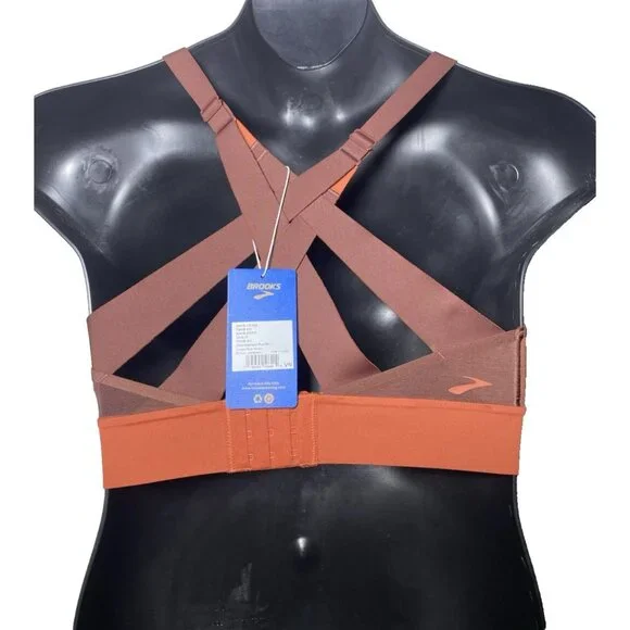Brooks 34A/B Copper Run Raisin Drive Interlace Sports Bra Compression Wicking - Picture 10 of 11
